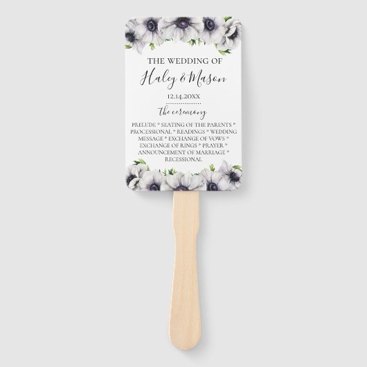 Chique Anemone Bloemen Trouwprogramma Hand Fan Handwaaier (Voorkant)
