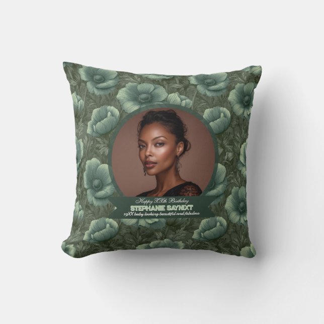 Chique Anemoon Vrouwelijke Verjaardag Custom Kussen (Voorkant)