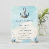 Chique Anker Strand Modern Huwelijk Save The Date (Staand voorkant)