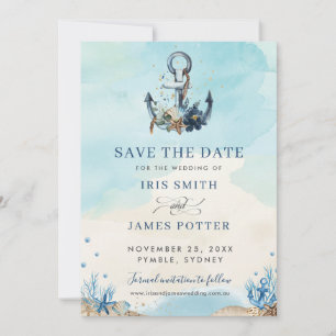 Chique Anker Strand Modern Huwelijk Save The Date