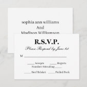Chique antwoordkaart voor een zwart-witte bruiloft RSVP kaartje (Voorkant / Achterkant)