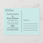 Chique Aqua Blauw Bruiloft Foto Opslaan van de Dat Aankondigingskaart (Achterkant)