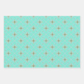 Chique Aqua Blauw en Goud Geometrisch Inpakpapier Vel (Voorkant 2)