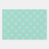 Chique Aqua Blauw en Goud Geometrisch Inpakpapier Vel (Voorkant 3)