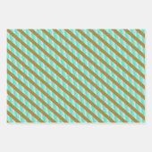 Chique Aqua Blauw en Goud Gestreept Inpakpapier Vel (Voorkant 3)