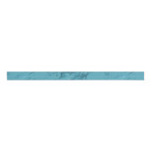 Chique Aqua Blauw Marmeren Bruiloft Grosgrain Lint (Voorkant)