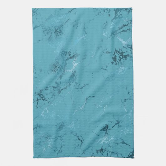 Chique Aqua Blauw Marmeren Bruiloft Theedoek (Verticaal)