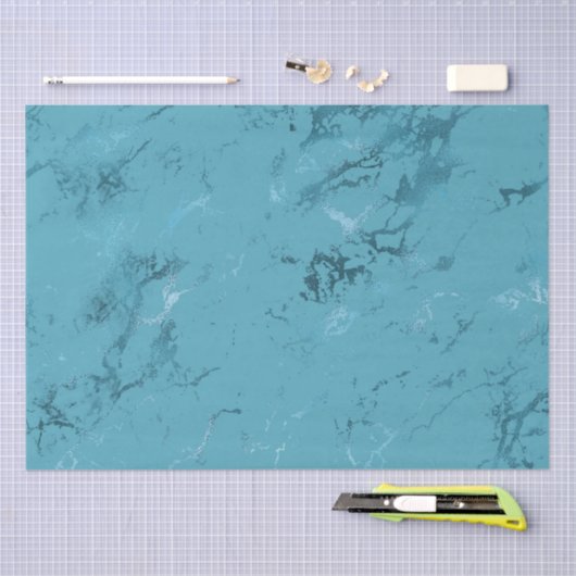 Chique Aqua Blauw Marmeren Bruiloft Tissuepapier (Craft)