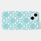Chique Aqua Damask patroon Case-Mate iPhone Case (Achterkant (horizontaal))
