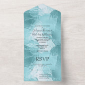 Chique Aqua Mint Blauw Glam All In One Uitnodiging (Binnen)