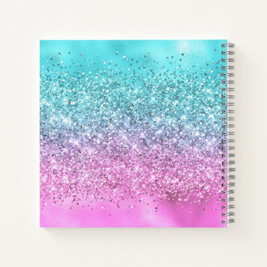 Chique Aqua Roze Eenhoorn Glitters glam monogram Notitieboek (Achterkant)