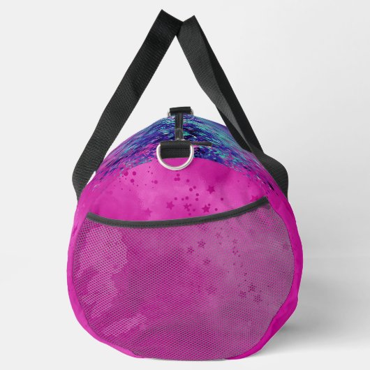 Chique aqua roze iriserende glitter monogram bedru plunjezak (Rechts)