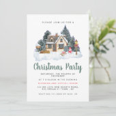 Chique Aquarel Sneeuwhuis Kerst Viering Kaart (Staand voorkant)