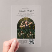Chique Archief Fotocollage QR Code Afstudeerfeest Acryl Uitnodigingen (Insitu (Draagbaar))