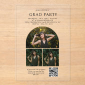 Chique Archief Fotocollage QR Code Afstudeerfeest Acryl Uitnodigingen (Voorkant)