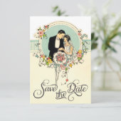 Chique Art Deco Bruid & Bruidegom 1920 Save The Da Save The Date (Staand voorkant)
