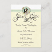 Chique Art Deco Bruid & Bruidegom 1920 Save The Da Save The Date (Achterkant)