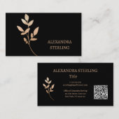 Chique Art Deco Gouden Bloem Gepersonaliseerd Visitekaartje (Voorkant / Achterkant)