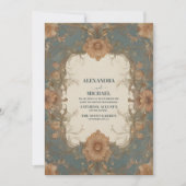 Chique  Art Nouveau Bloemenbruiloft Kaart (Voorkant)