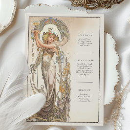  chique art nouveau bruiloft menu Kaart