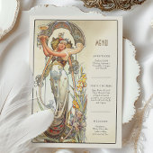  chique art nouveau bruiloft menu Kaart
