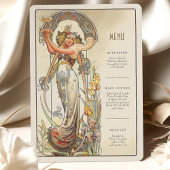  chique art nouveau bruiloft menu Kaart