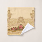 Chique Art Nouveau Goud en Rode Bloemen Bad Handdoek (Wasdoekje)