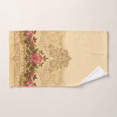 Chique Art Nouveau Goud en Rode Bloemen Bad Handdoek (Handdoek)