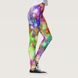 Chique Artsy Rainbow Bokeh Workout Leggings