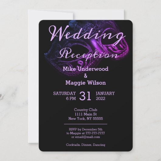 Chique avond huwelijksfeest uitnodiging (Voorkant)