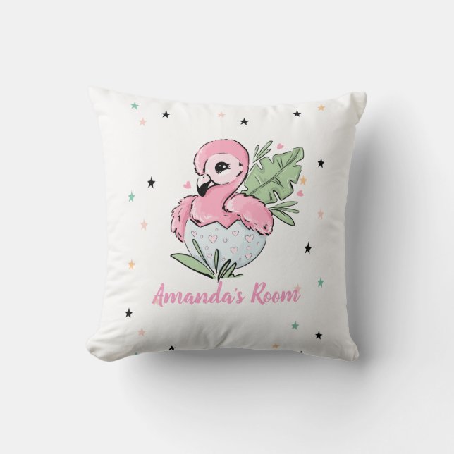 Chique Baby Flamingo, Sterren, Prinses    Kussen (Voorkant)