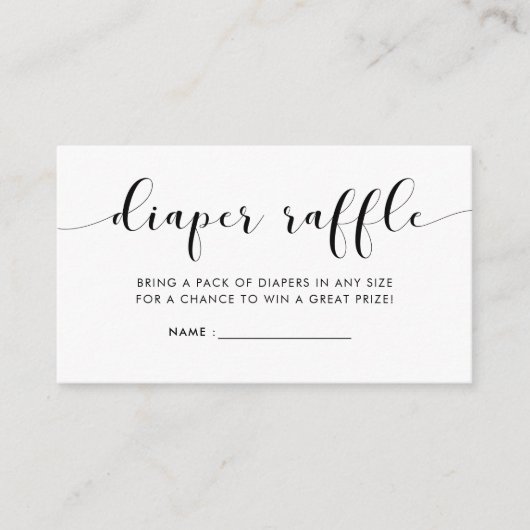 Chique baby shower luier loterij inzet informatiekaartje (Voorkant)