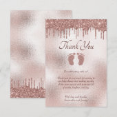 Chique Baby shower Roze Glitter Drip Bedankkaart (Voorkant / Achterkant)