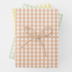 Chique Baby Shower Roze Groen Geel Gingham Plaid Inpakpapier Vel