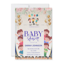 Chique baby shower uitnodiging | Elegante bloemen