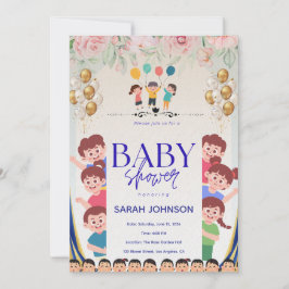 Chique baby shower uitnodiging | Elegante bloemen