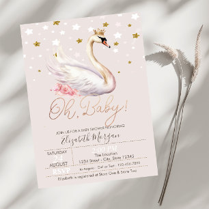 Chique Baby Zwanen Kroon Sterren Bloemen Baby Show Kaart
