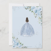 Chique babyblauwe bloemige prinses Quinceañera zil Kaart (Achterkant)