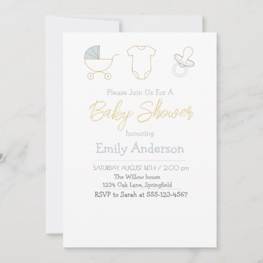 Chique babyshower uitnodiging (Voorkant)
