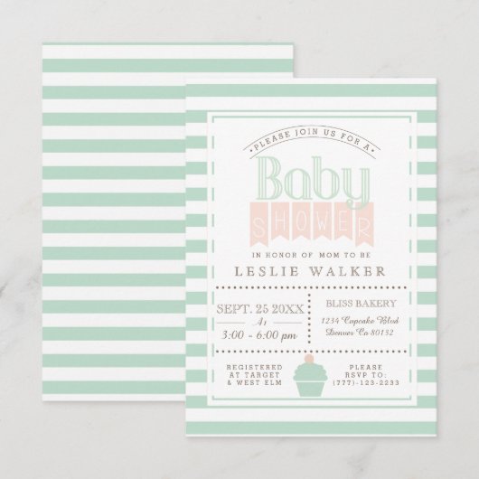 Chique Bakkerij Baby shower Uitnodiging (Voorkant / Achterkant)