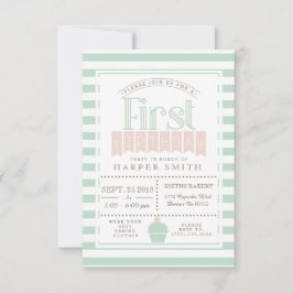 Chique Bakkerij Eerste Verjaardagsfeest Uitnodigin Kaart