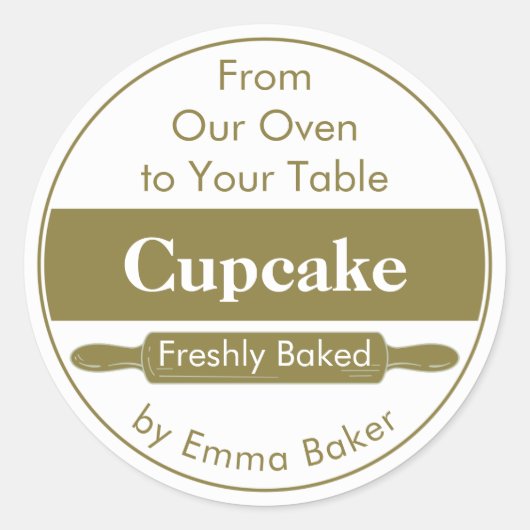 Chique bakkerij verse cupcake label sticker (Voorkant)