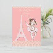 Chique Ballerina Eiffeltoren Chevrons 1e Verjaarda Kaart (Staand voorkant)