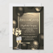 Chique ballonnen, glas, hoge hakken pensioen kaart (Voorkant)