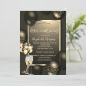 Chique ballonnen, glas, hoge hakken pensioen kaart (Staand voorkant)