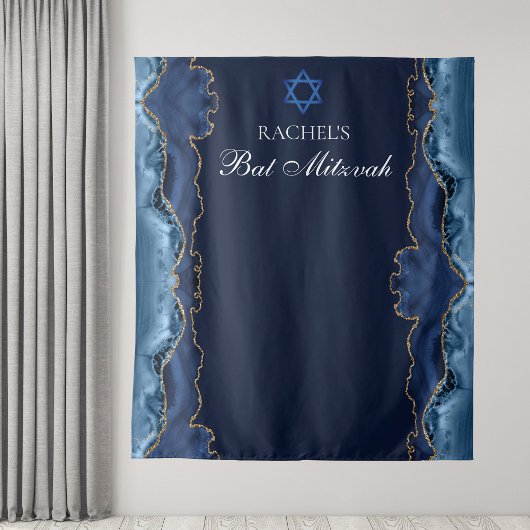 Chique Bat Mitzvah Party Navy Blauw Goud Fotocabin Wandkleed