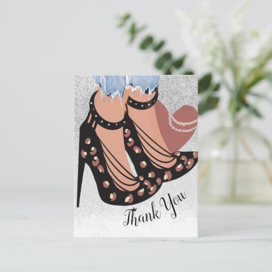 Chique Beauty Fashionista Blogger Glitter Bedankt Briefkaart (Staand voorkant)