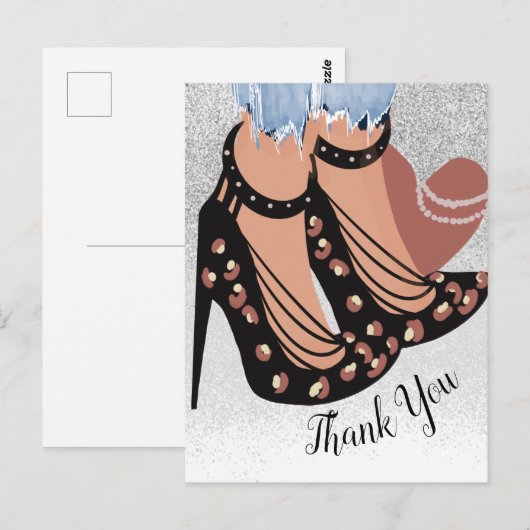 Chique Beauty Fashionista Blogger Glitter Bedankt Briefkaart (Voorkant / Achterkant)