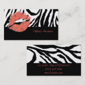 Chique Beauty Salon Zebra Print Lips Make-up Artie Visitekaartje (Voorkant / Achterkant)