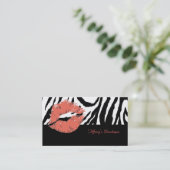 Chique Beauty Salon Zebra Print Lips Make-up Artie Visitekaartje (Staand voorkant)